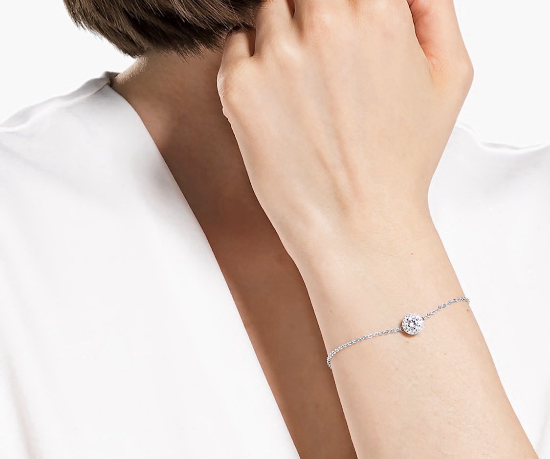 Swarovski Una Angelic Bracelet with Clear Crystals on a Rhodium Plated Chain