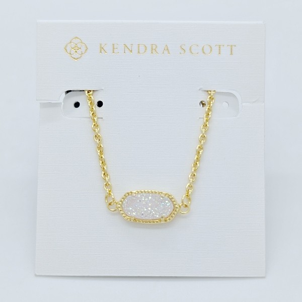 New Kendra Scott Elaina Gold Adjustable Chain Bracelet In White Iridescent Drusy