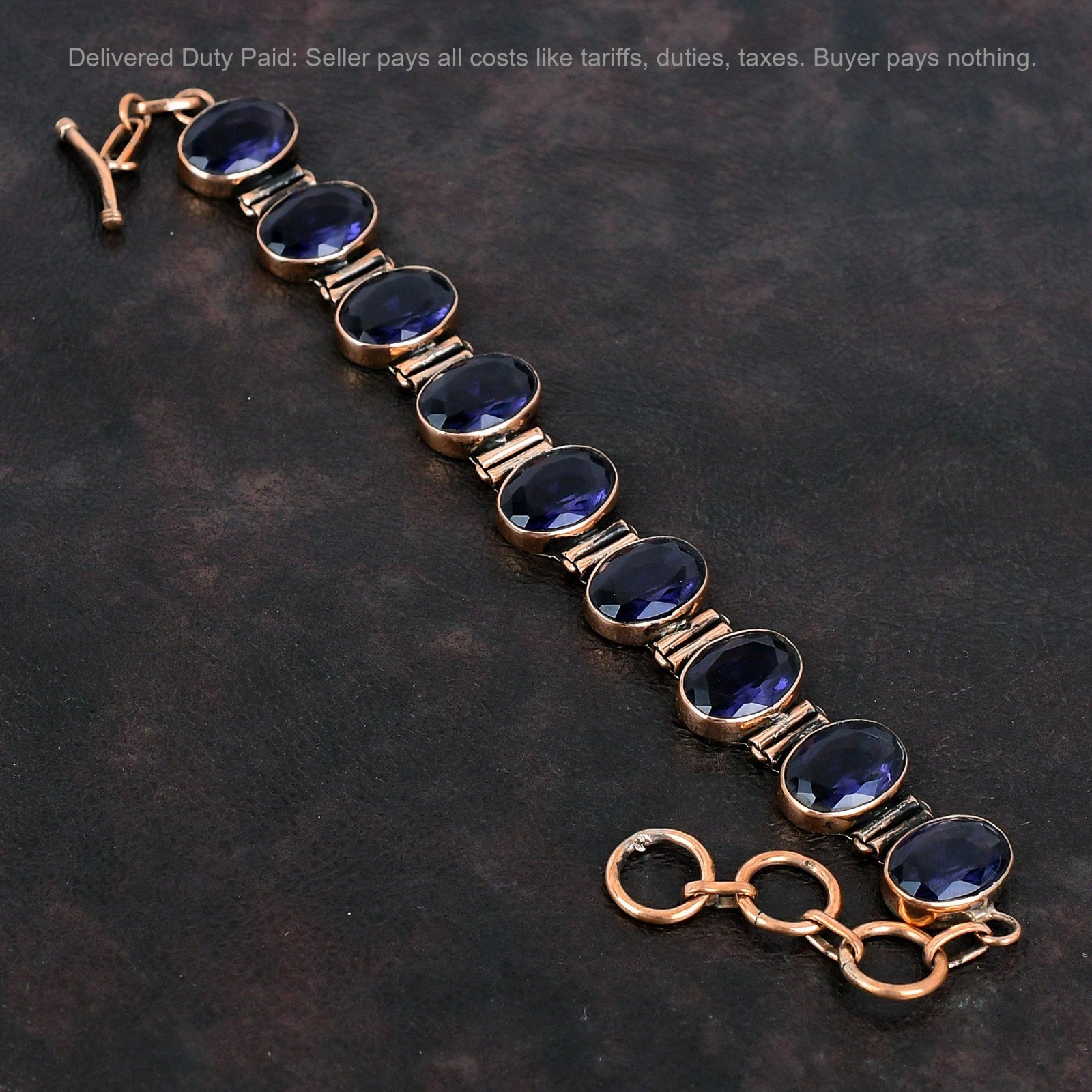 Copper African Amethyst Gemstone Bezel Anniversary Mother Engagement Bracelet