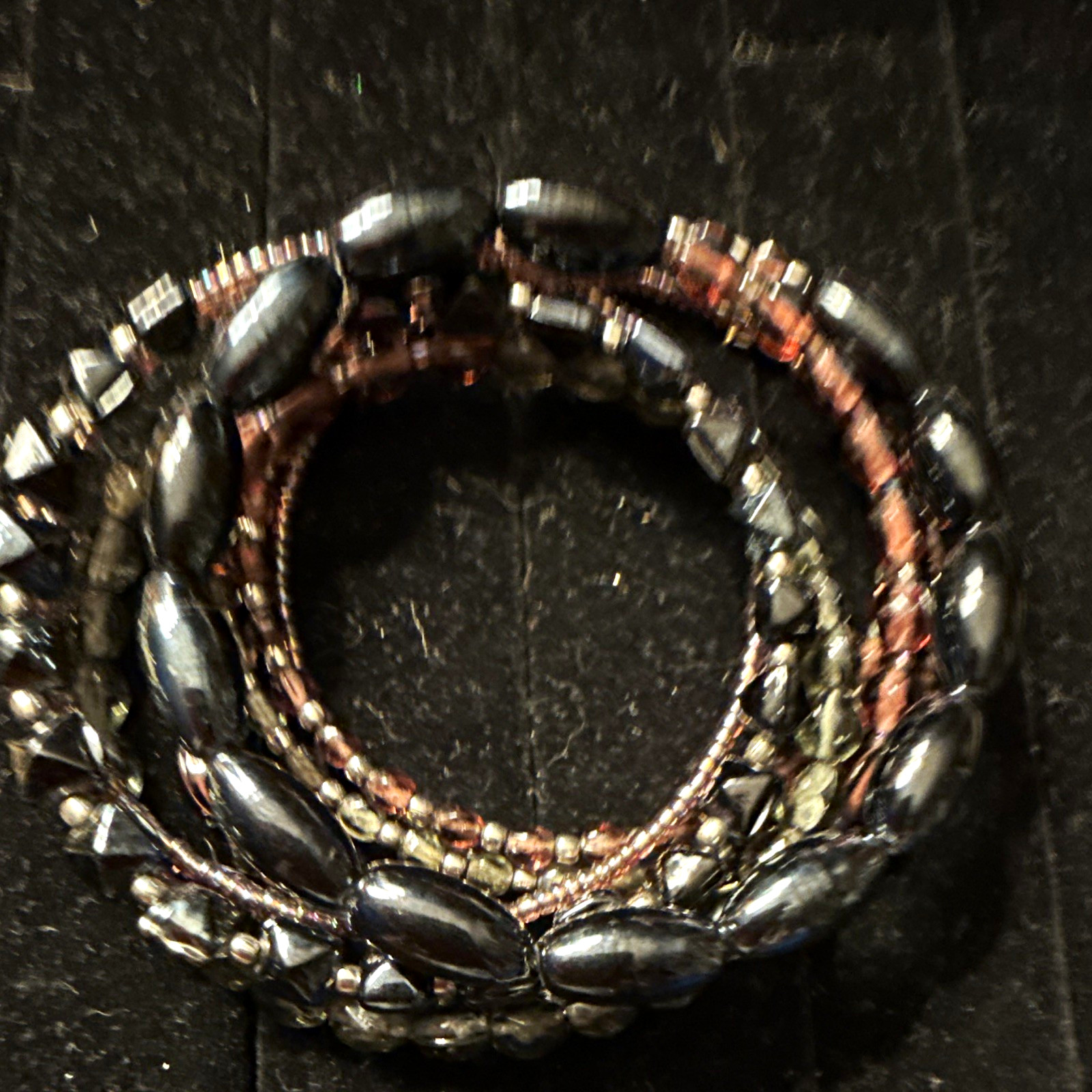 multicolor glass beaded wrap bracelet, no clasp, stackable, oval shape