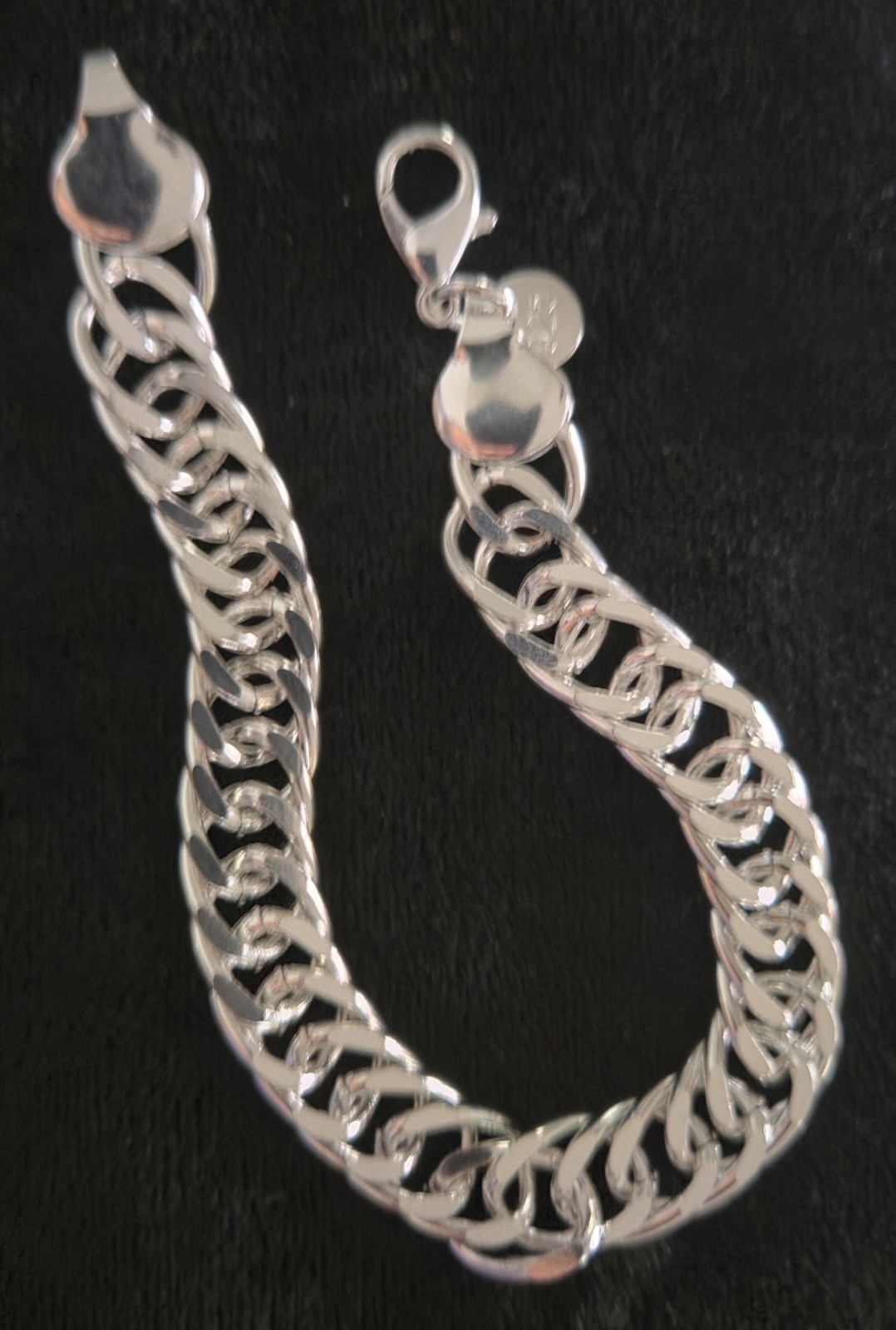 Sterling Silver Curb Link Chain Bracelet, Lobster Clasp Closure, No Stone
