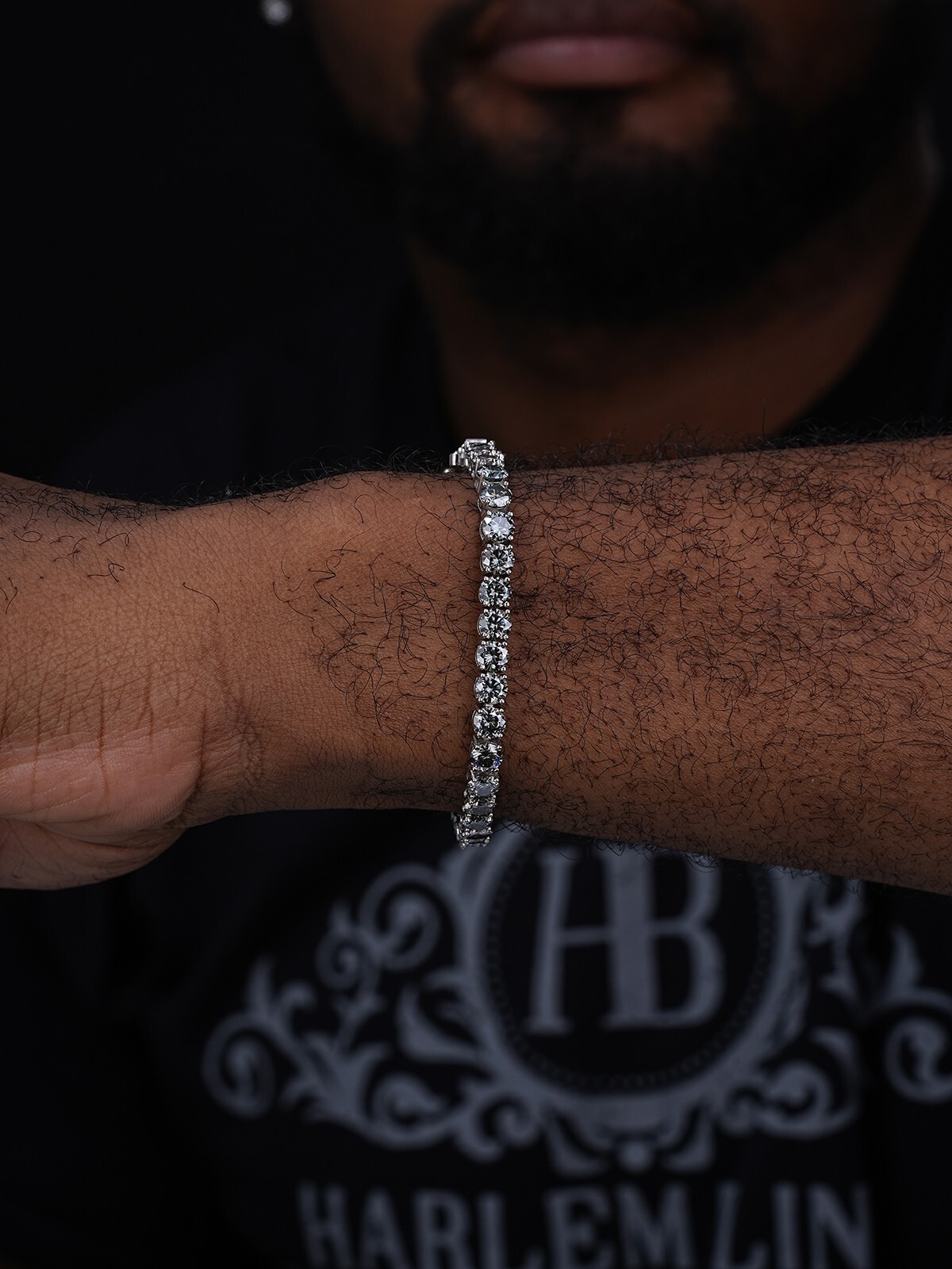 Real Iced Blue Gray MOISSANITE 5mm Tennis Bracelet 925 Silver Passes Tester