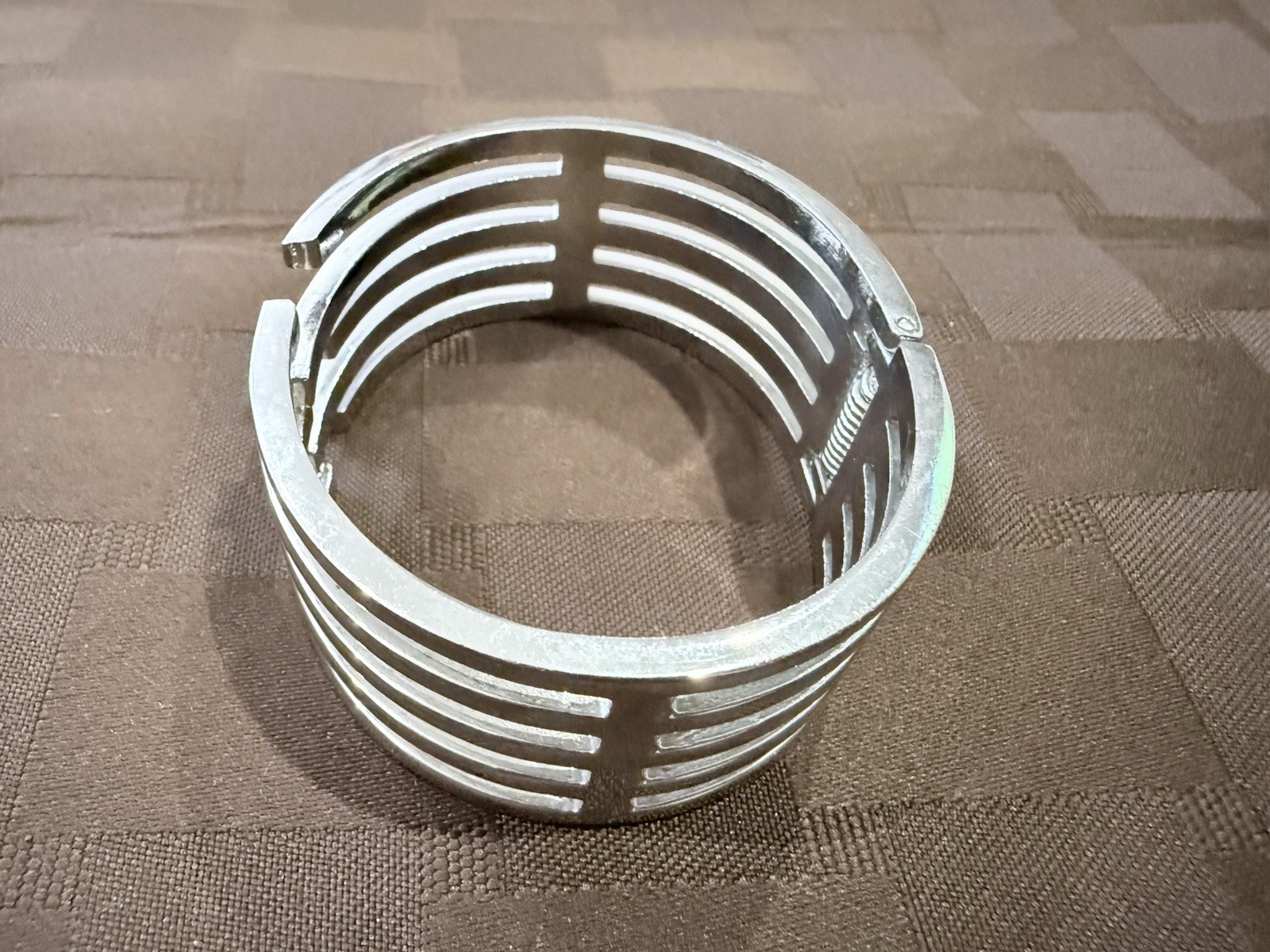 Heavy Multi-Strand Silver Cuff Bracelet – Chunky Hinged Geometric, 62gm