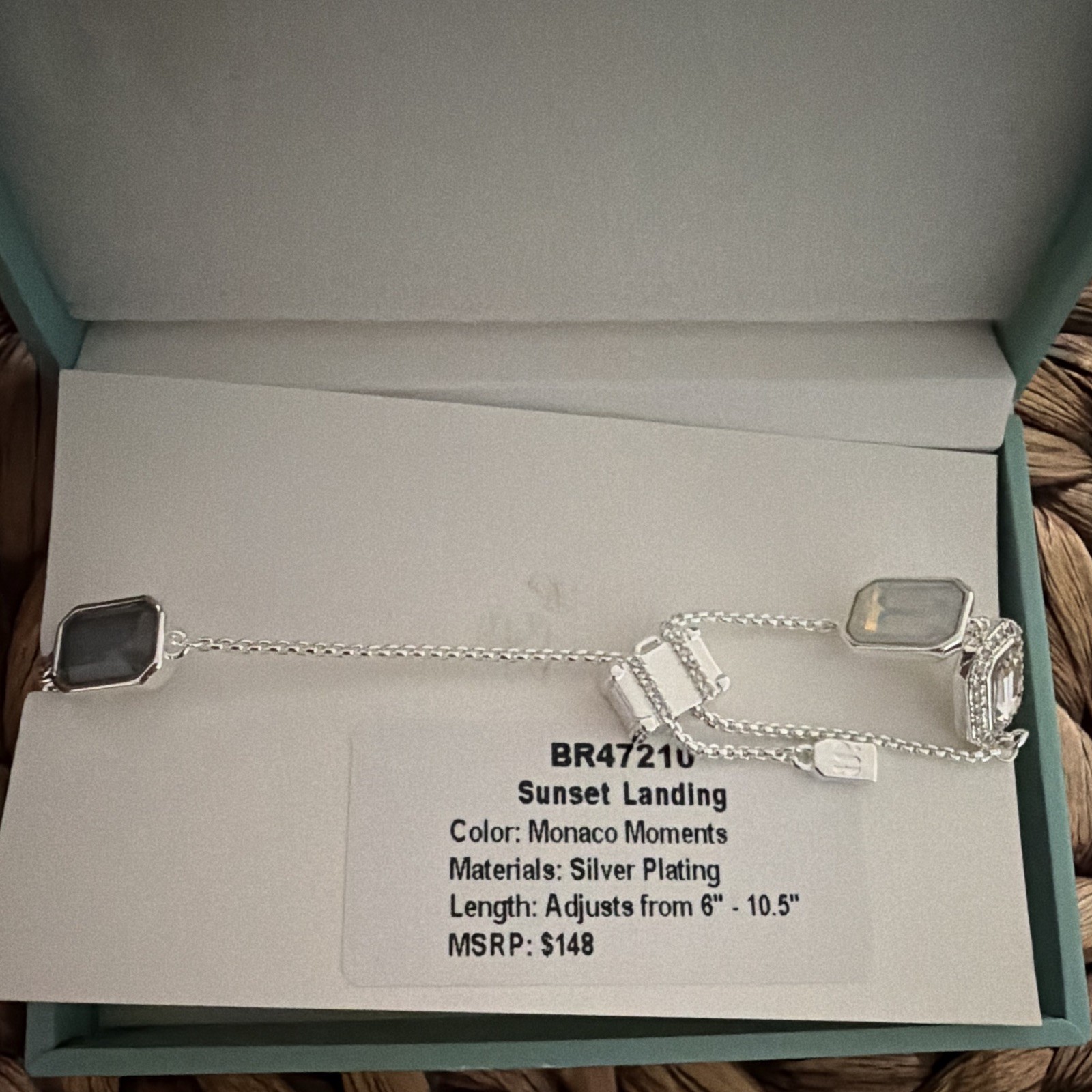 BP Sunset Landing Monaco Moments Silver Plated Adj Bracelet 6-10.5 BR47210
