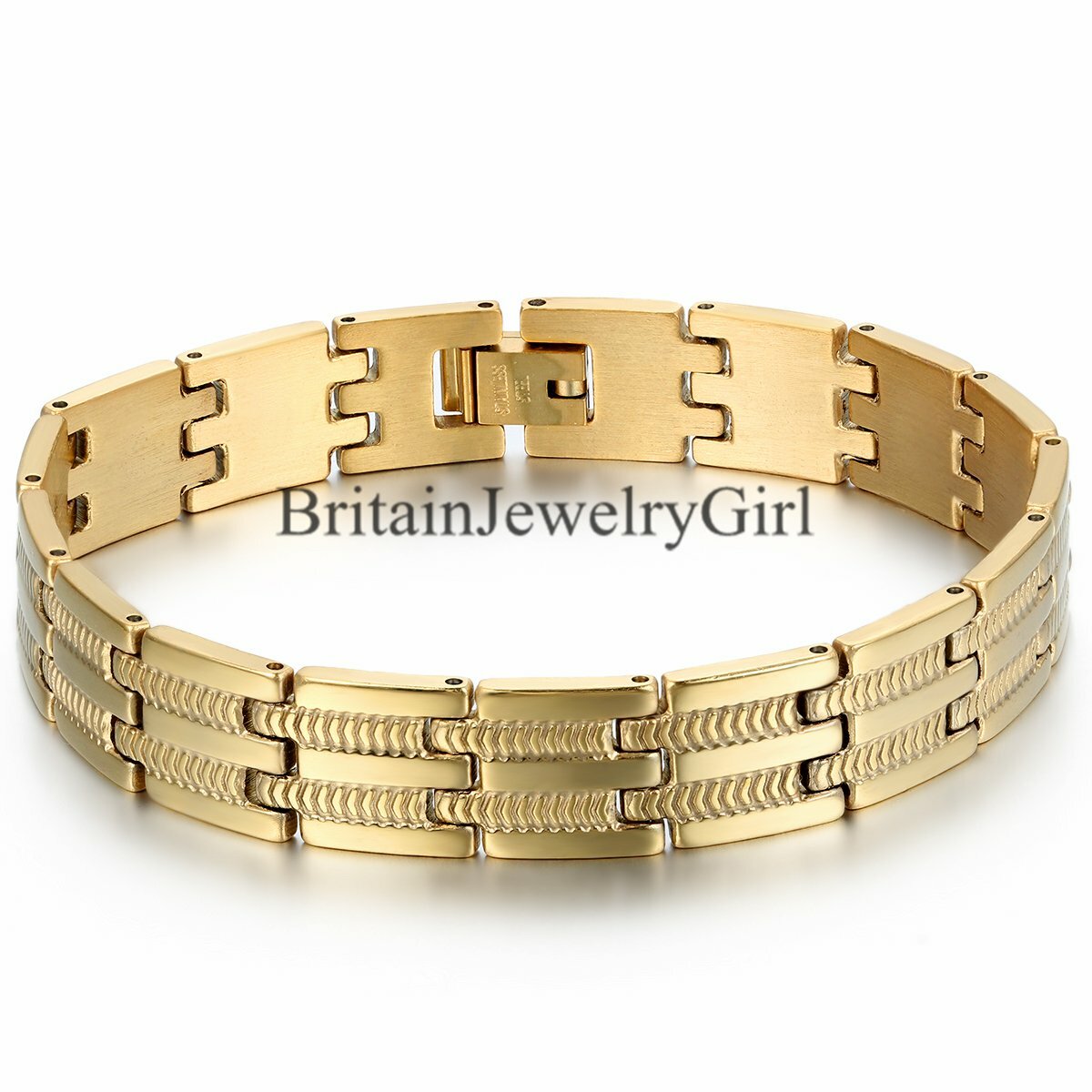 Fashion Men Women Stainless Steel Gold Silver Tone Chain Bracelet Bangle Jewelry