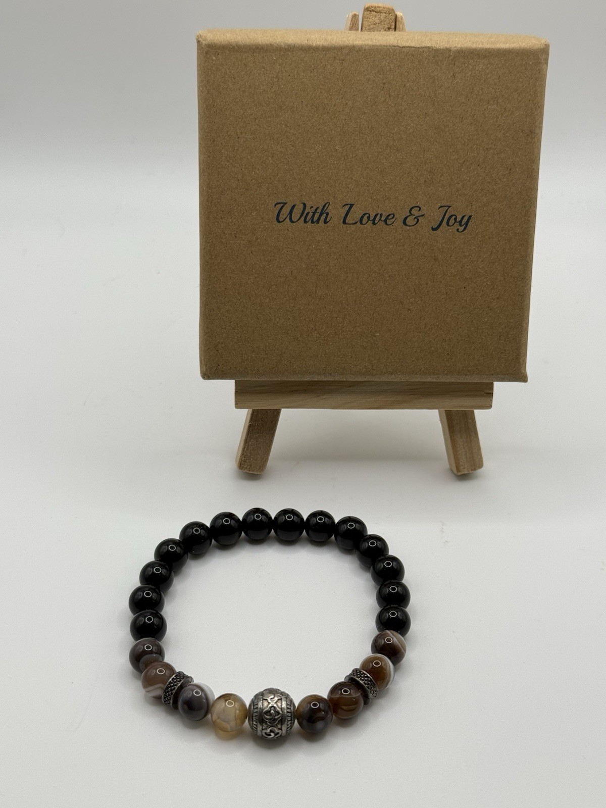 Beaded Bracelet Dark Brown With Silver Tone Accents – NWOT- Great Price!
