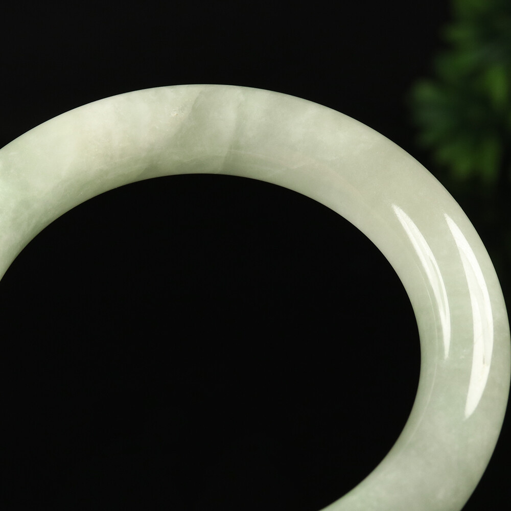 58mm White Green Jadeite Jade Bangle Bracelet Burma Jadeite Bangle A-13611