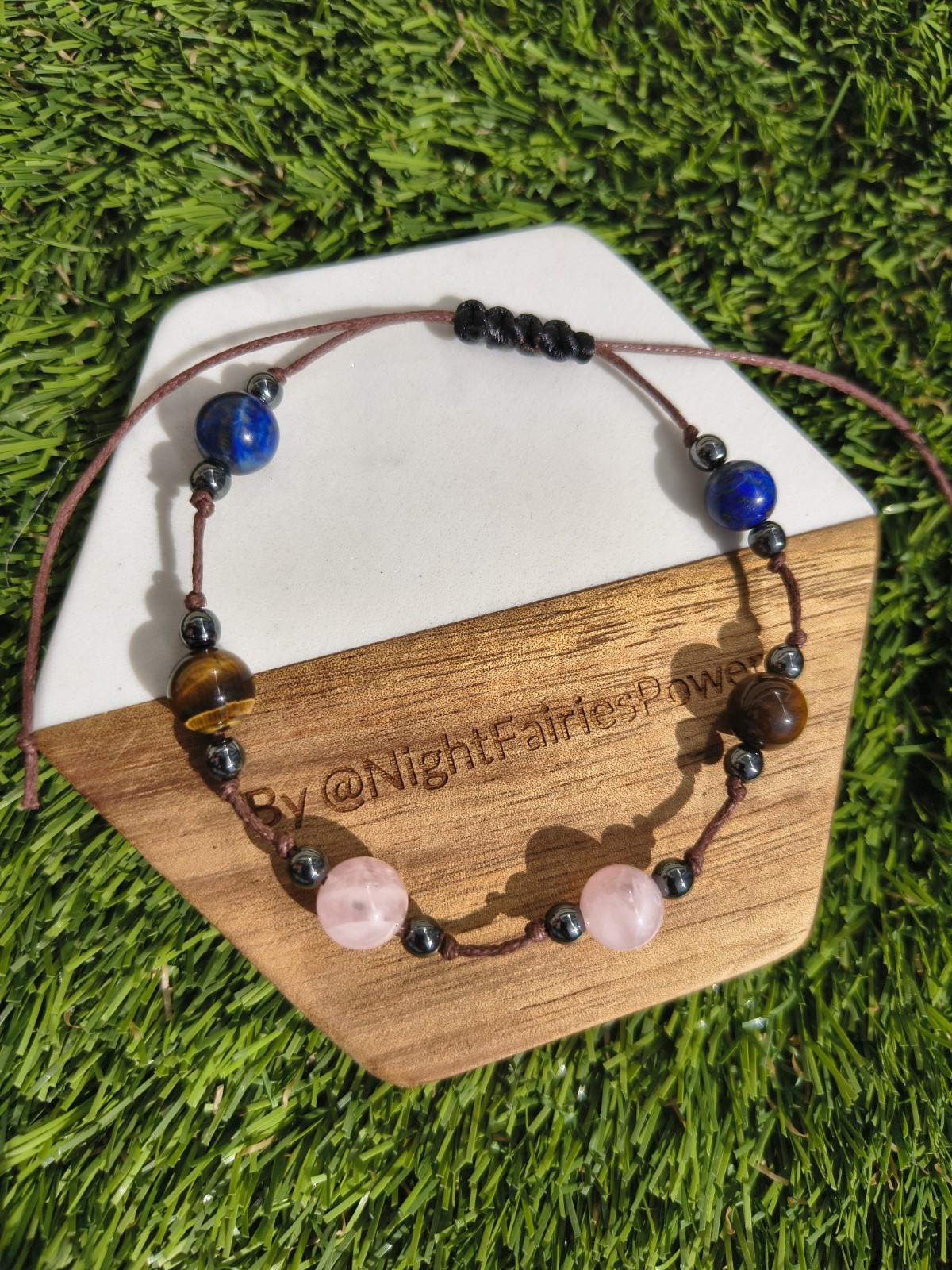 Anniversary crystal bracelet with Lapis Lazuli, Tiger Eye, Rose Quartz, Hematite