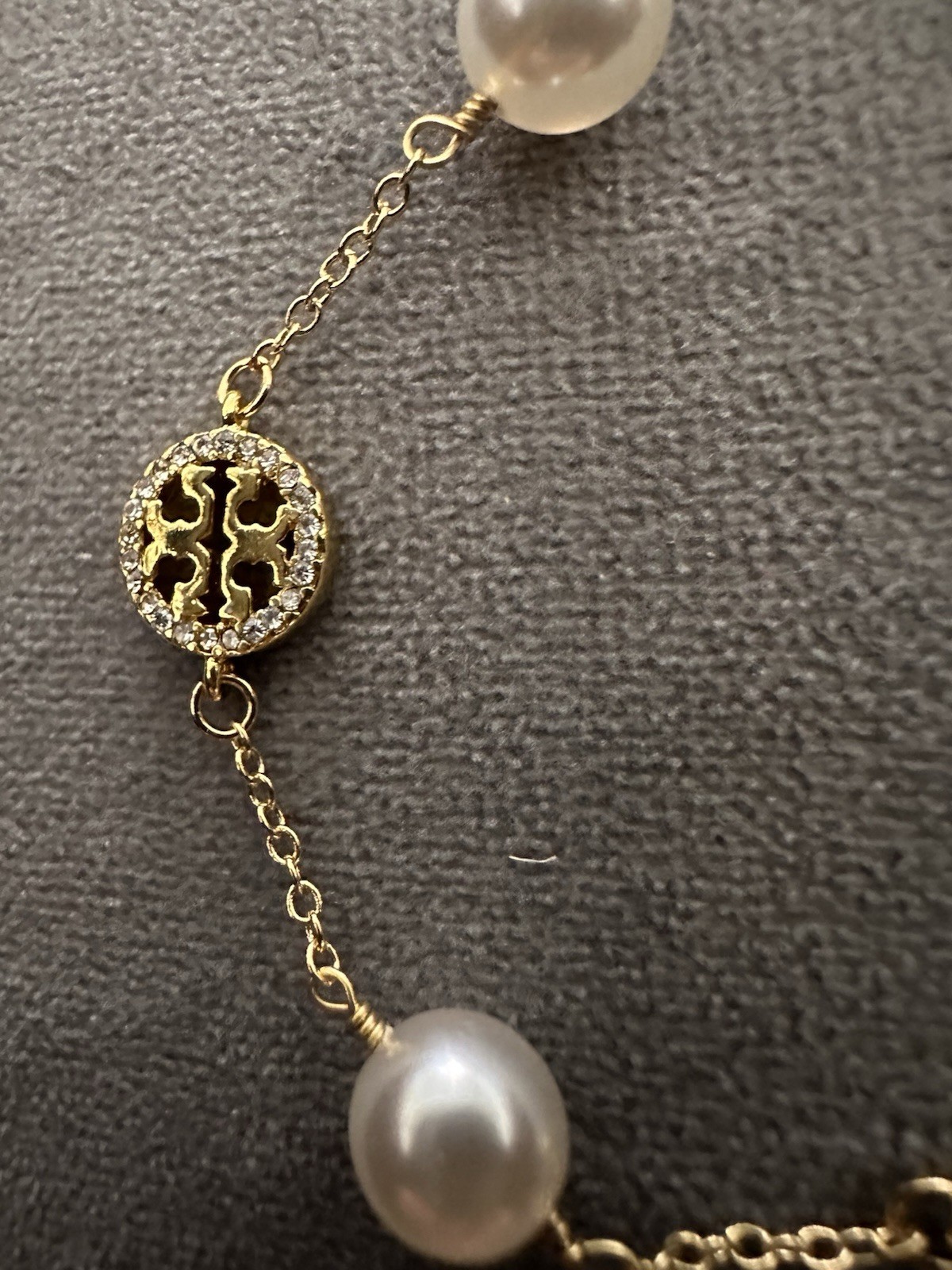 Tory Burch Gold Tone Faux Pearl Bracelet 7.5 Inch