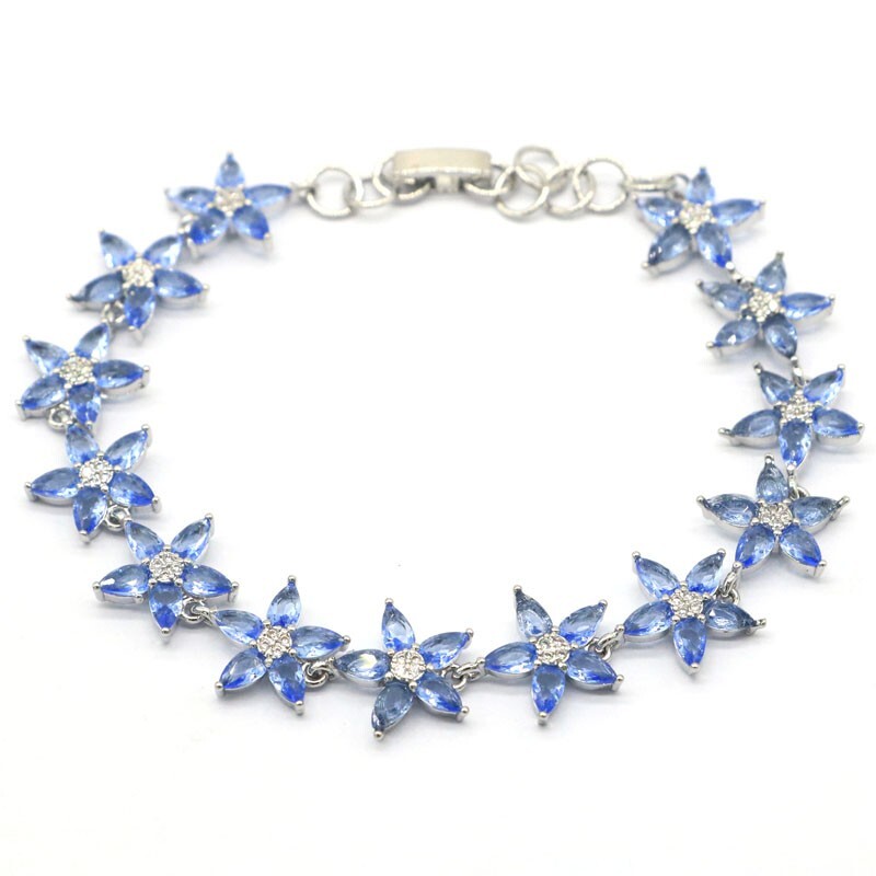 15x13mm Anniversary 12g Blue Violet Tanzanite Females Gft Silver Bracelet 7-8″