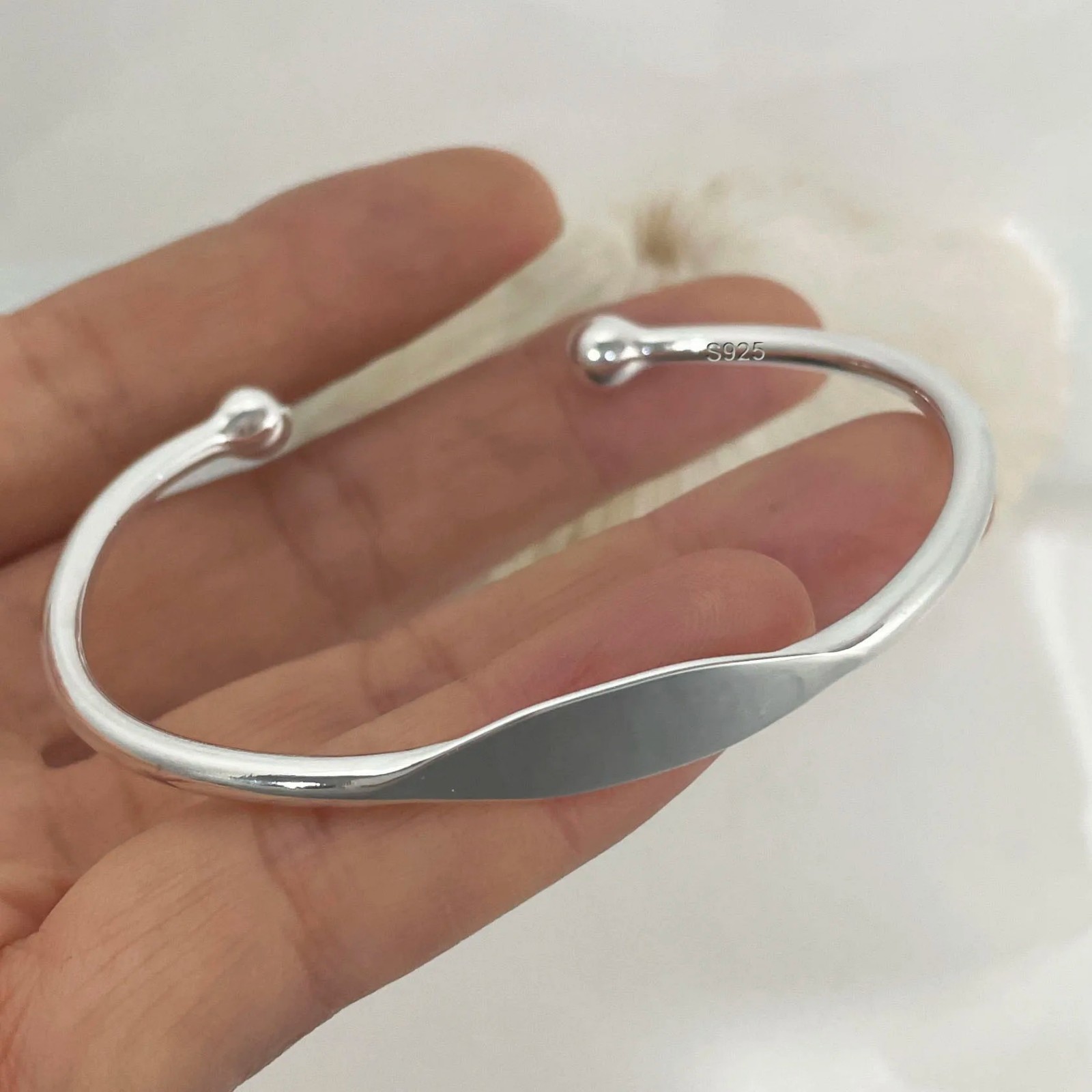 100% Solid 925 Sterling Silver Metal Bracelet for Women Men Vintage Handmade