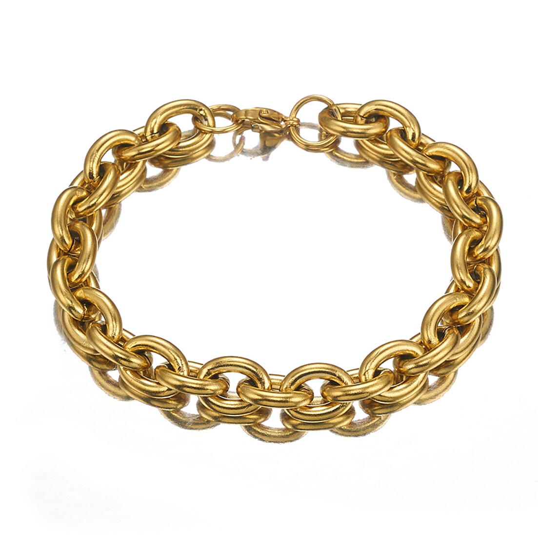 11/13/15mm Mens Round Heavy Rolo Chain Link 316L Stainless Steel Bracelet Bangle