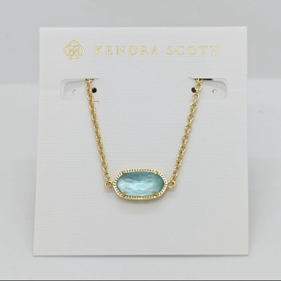 New Kendra Scott Elaina Adjustable Gold Chain Bracelet In Light Blue Illusion