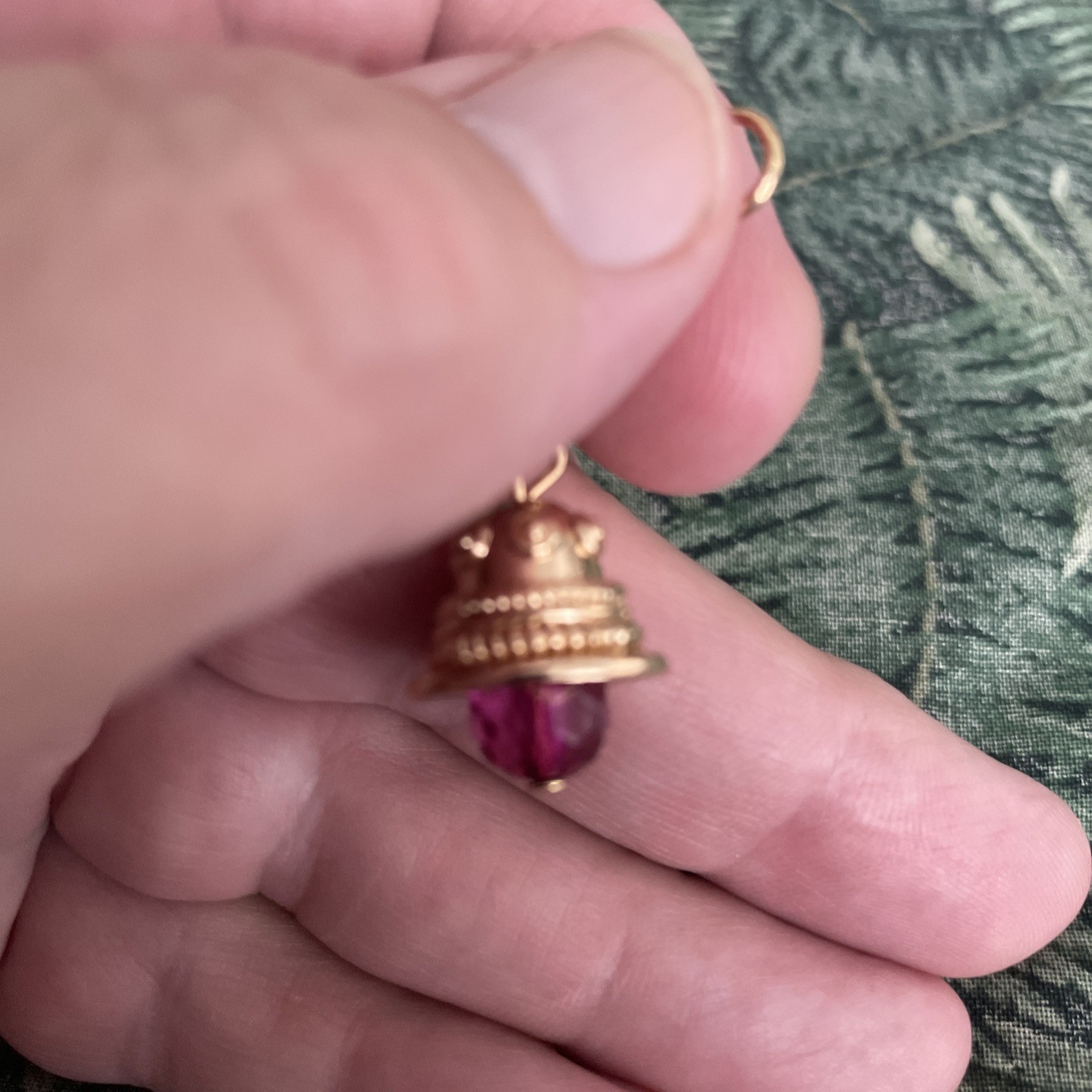 Effy Bell Charm, Gold Tone Bell On Chain, Purple