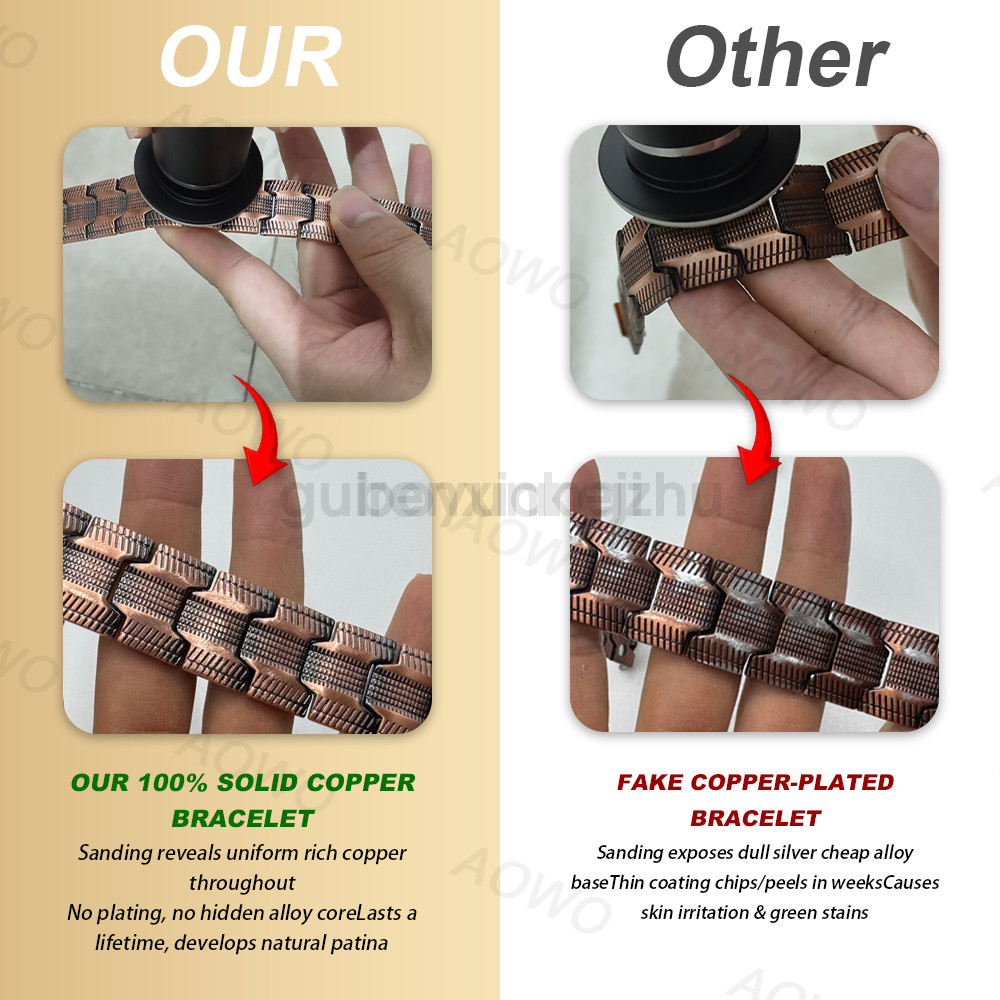 100% Pure Copper Bracelet 3500 Gauss Magnetic Therapy Strong Healing & Regulator