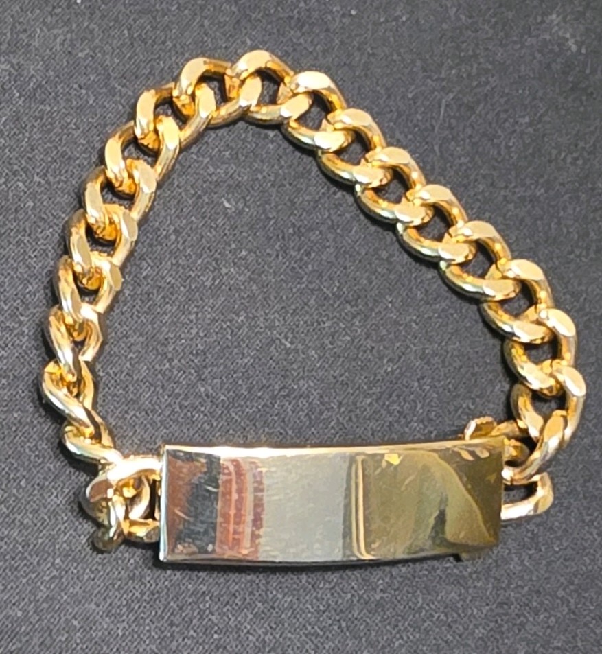 Vtg 1950s Anson Twin Lock ID Bracelet Gold Tone Chunky 33g Curb Chain BLANK