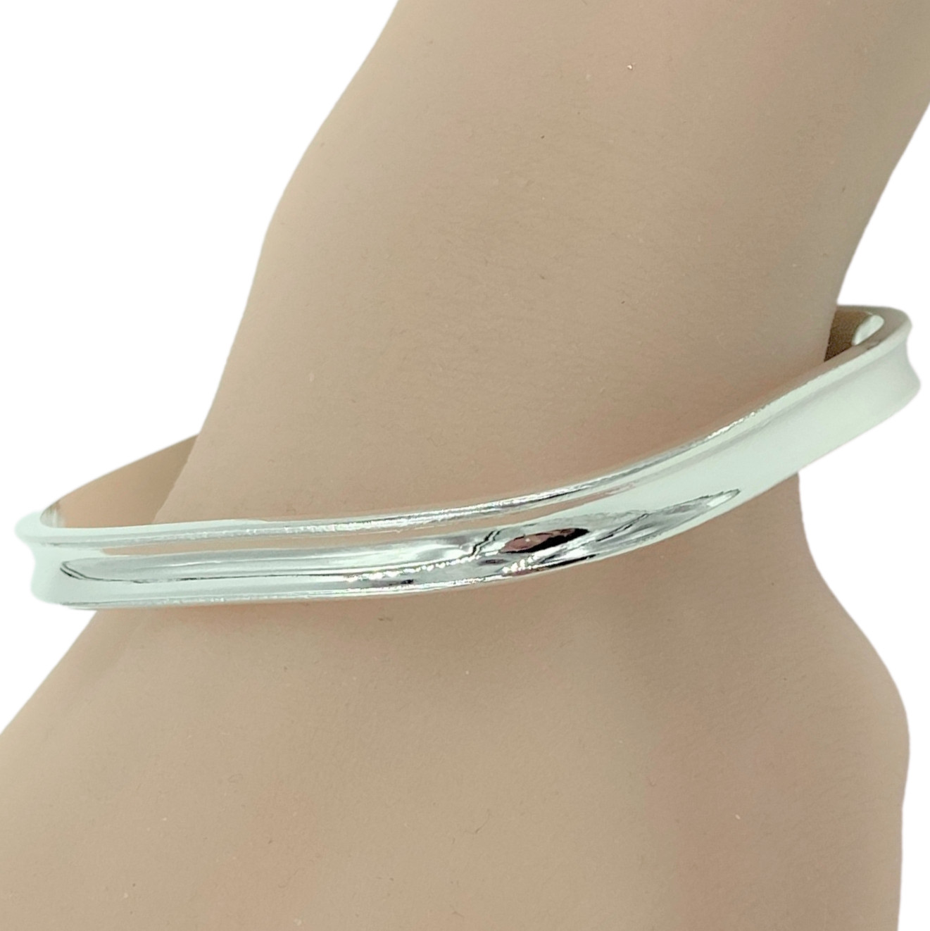 Square Rail Bangle Bracelet Size 7.75 Sterling Silver