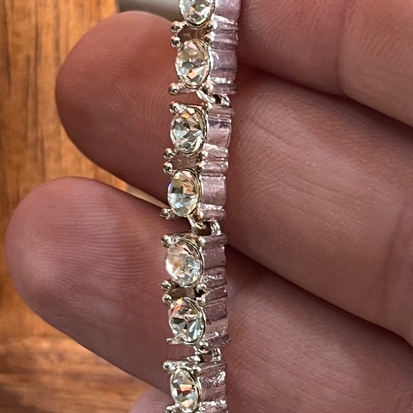 Napier Silver Tone Crystal Tennis Bracelet Nickel Free 6.5 Inch NOS