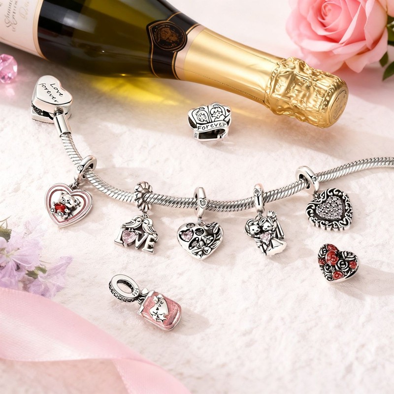 European Original 925 Sterling Silver DIY Charm Heart Pendant fit Women Bracelet