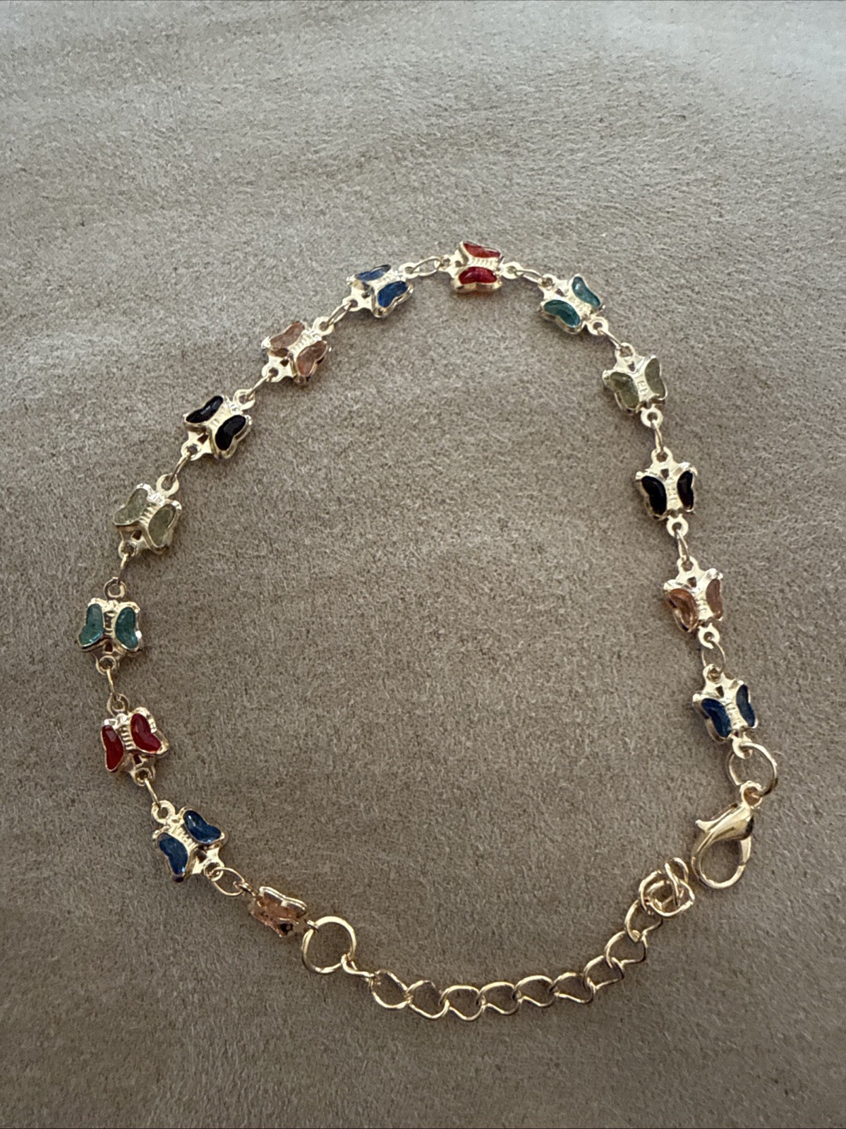 Multi-Colorful Design Stainless Steel With 13 Acrylic Butterflies Bracelet