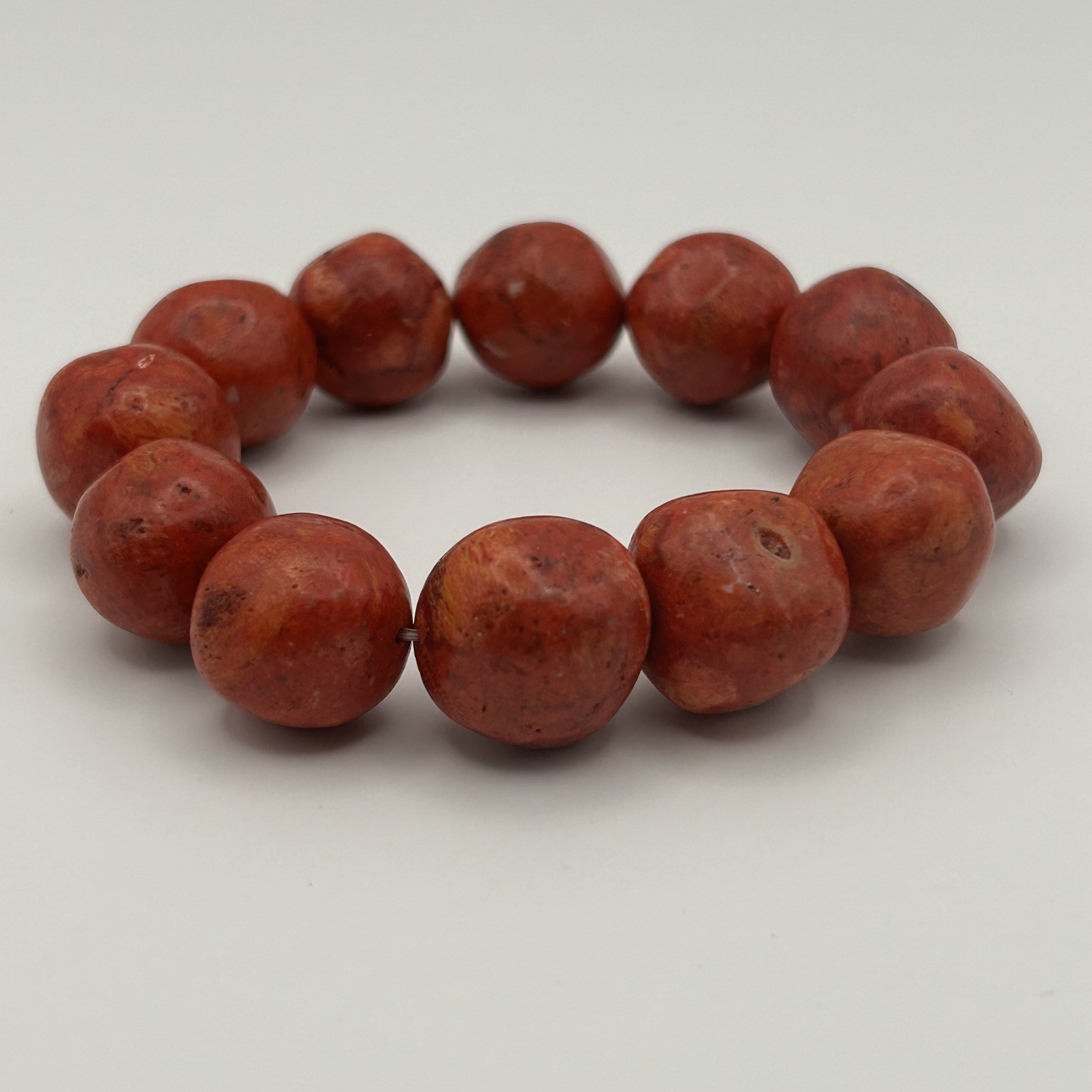 Genuine red coral round bracelet 16 mm bead natural color