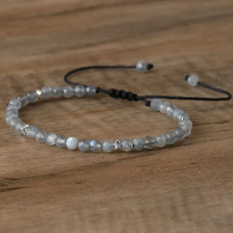 Labradorite Gemstone Beads Healing Reiki Dainty Minimalist Women Bracelet Gifts
