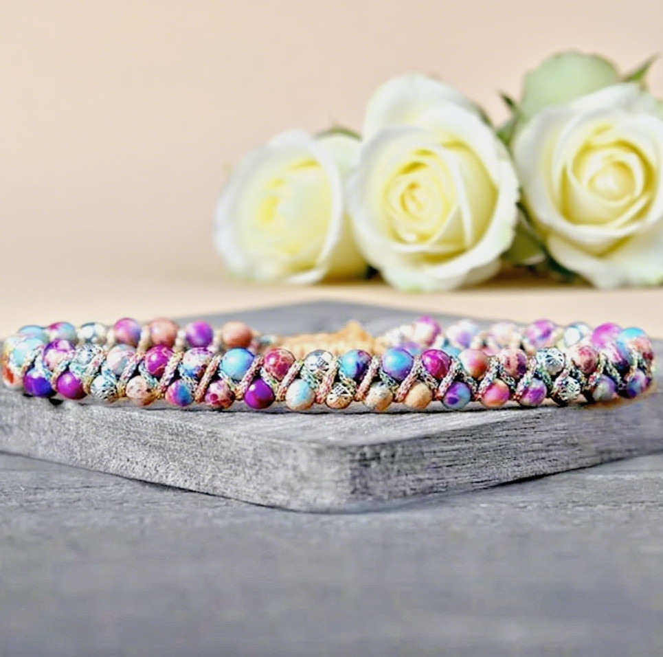 Handmade Sea Sediment Beads Braided Bracelet Healing Reiki Chakra Bracelet Women