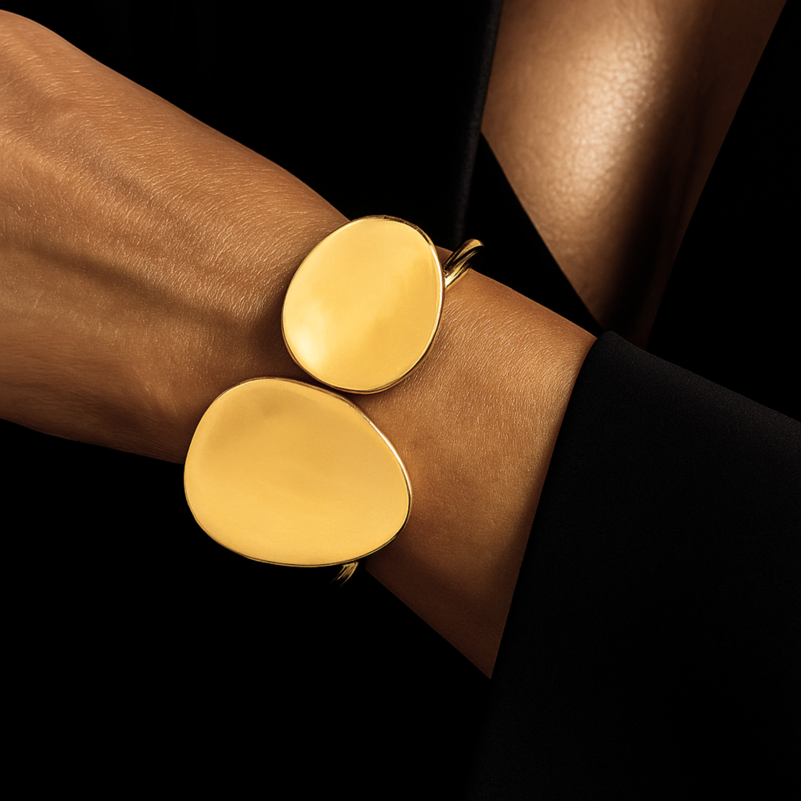 Gold Cuff Bracelet Set for Women Chunky Statement Bangle Wide Bold Jewelry