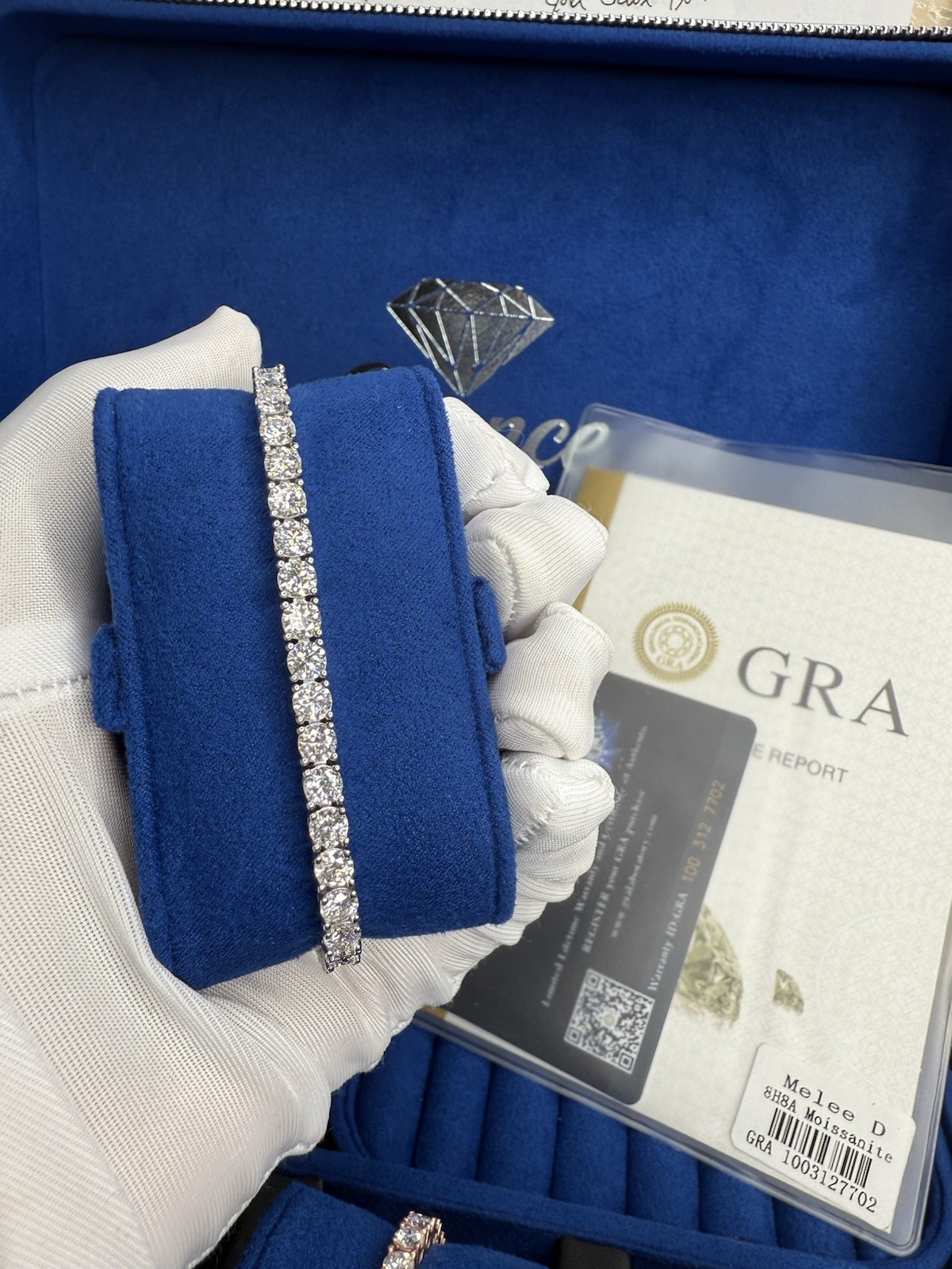 ✅4mm Round Moissanite Tennis Chain Bracelet 925 Sterling Silver PASS TESTER 7″