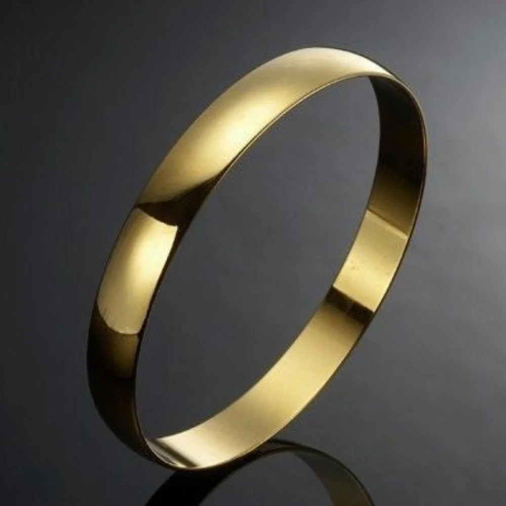 18ct Heavy Yellow Gold Plated Plain Bangle – USA Made