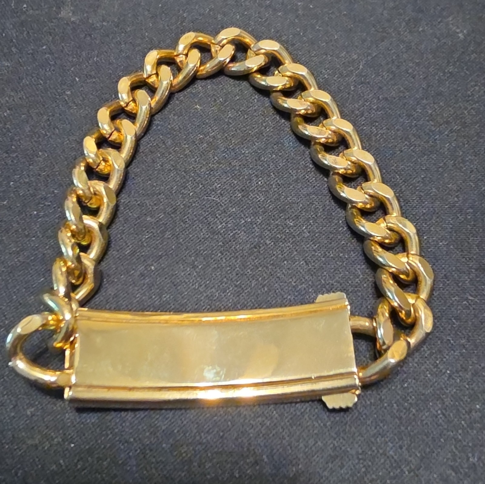 Vtg 1950s Anson Twin Lock ID Bracelet Gold Tone Chunky 33g Curb Chain BLANK