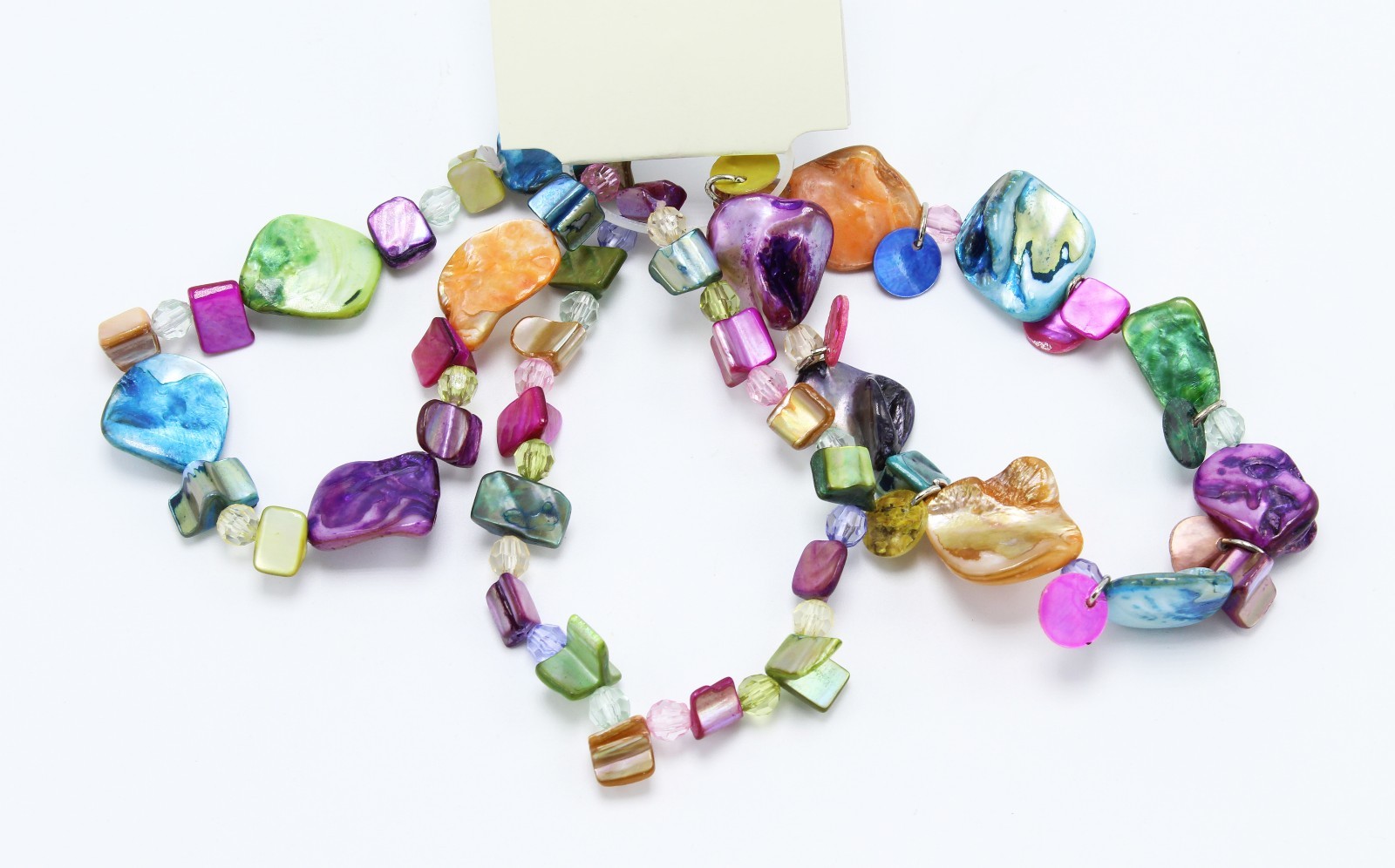 New 3 Piece Colorful Summer Shell Stretch Bracelet Set #B1315