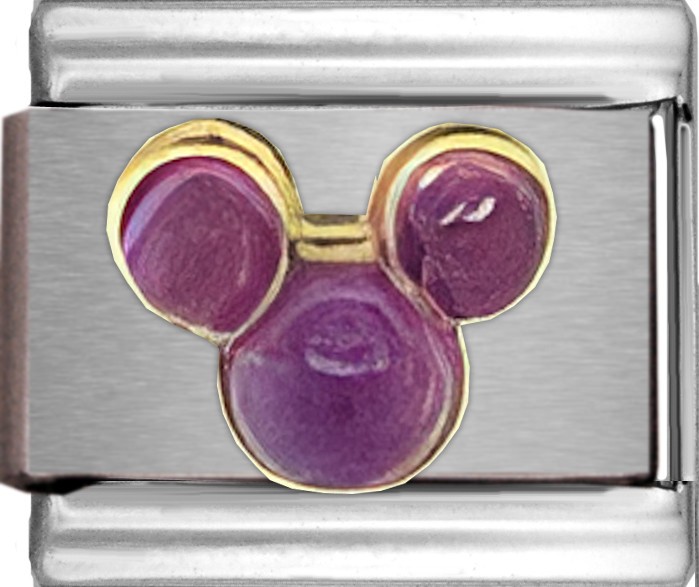 Licensed Disney Purple Cabochon Italian Charm Classic Disney Icon Stainless 9mm