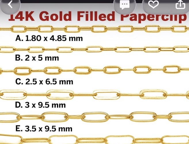 Gold Tone Paperclip Chain Style : B 2×5 mm