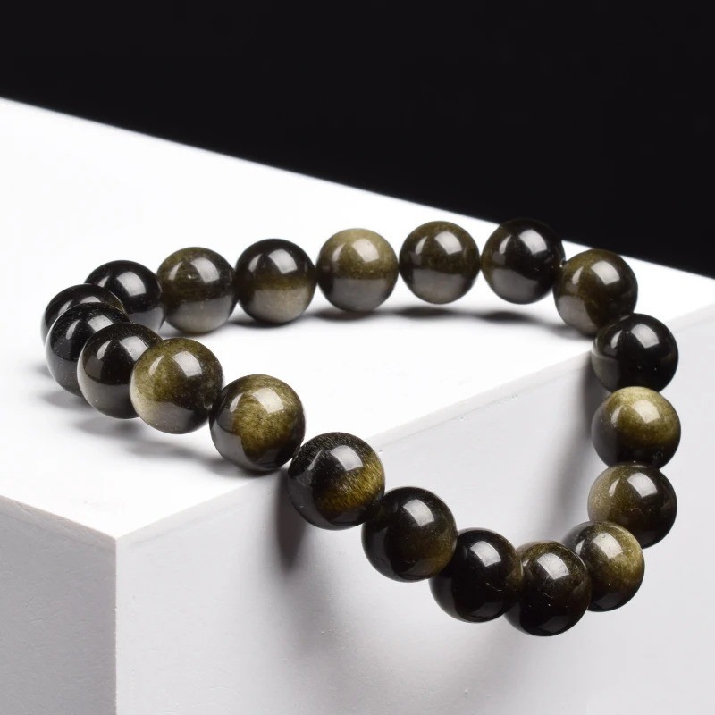 6/8mm Beaded Handmade Balance Bracelet Round Rainbow Obsidian Bead Healing Reiki