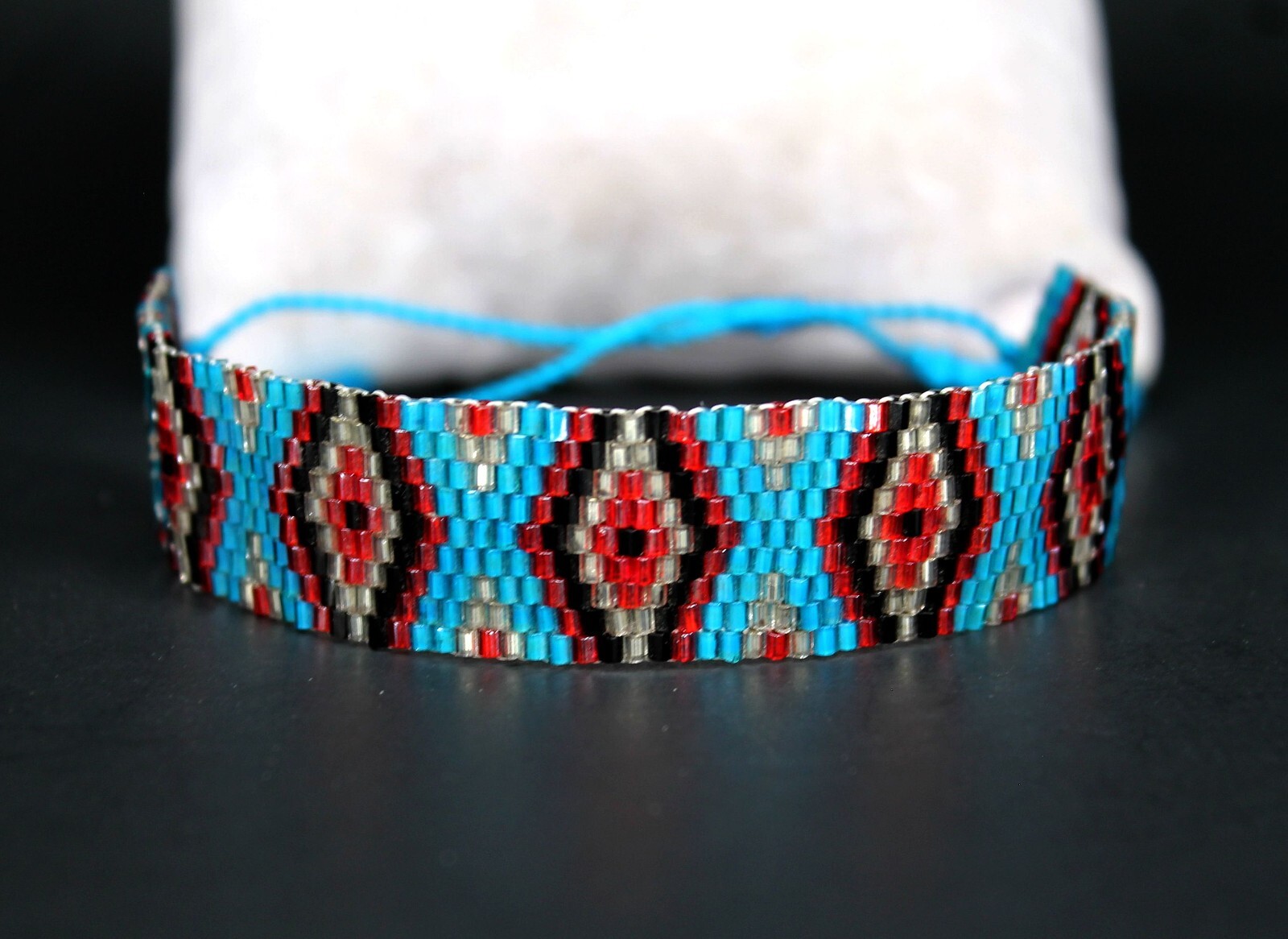 Handwoven Turkish Bolo Adjustable Bracelet with Japanese Miyuki Delica Beads