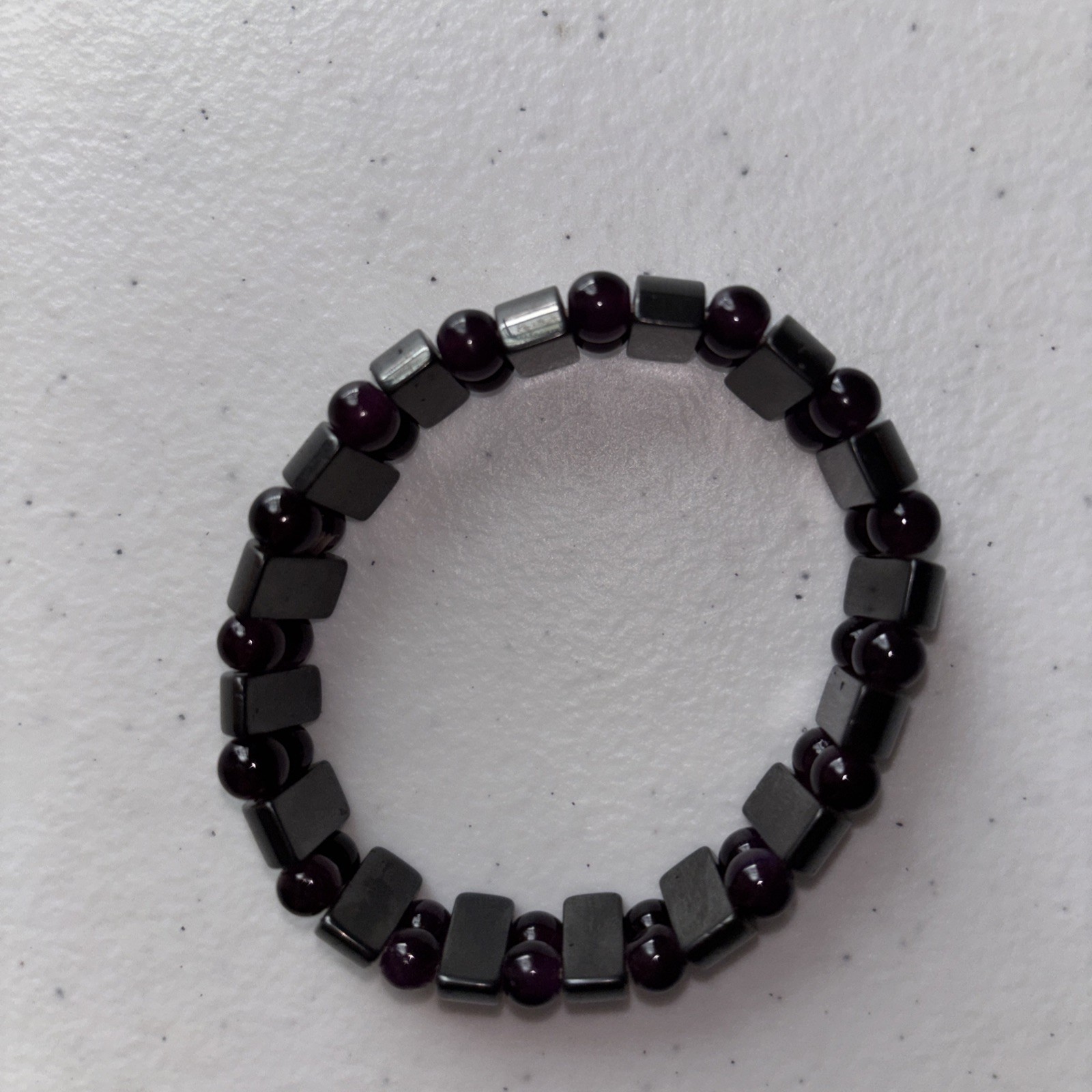 Magnetic Hematite Healing Stretchable Amethyst Hematite Therapy Bracelet