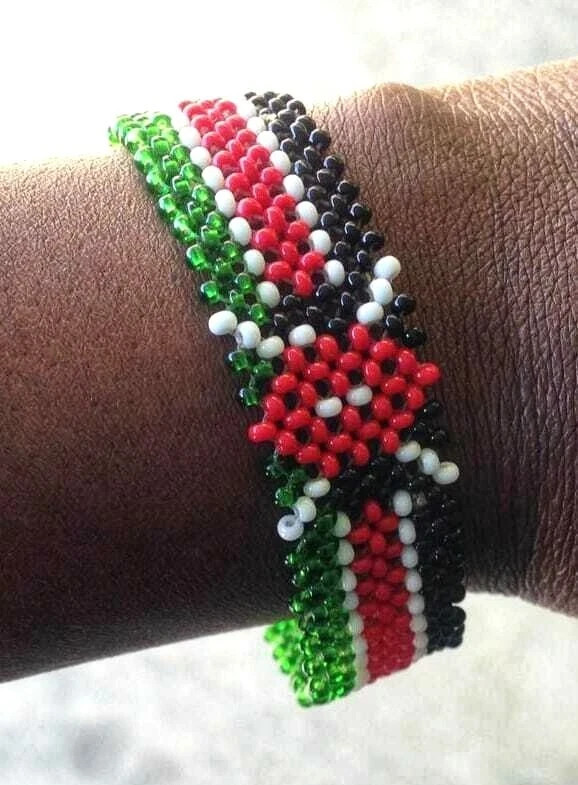 Wrist Band Bracelet Maasai Beaded Kenya Flag African Handmade Tribal Ethnic Gift