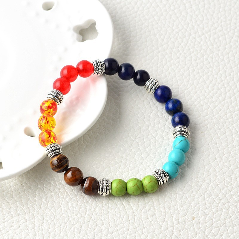Natural Stone 7 Chakra Energy Bracelet Elastic Yoga Beads Healing Gift Men Women