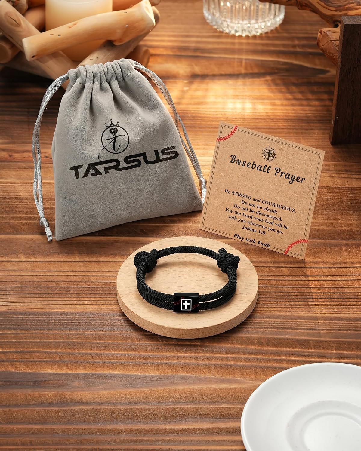 Baseball/Football/Soccer Cross Bracelet Gifts for Boys Teens | Joshua 1:9 Card A