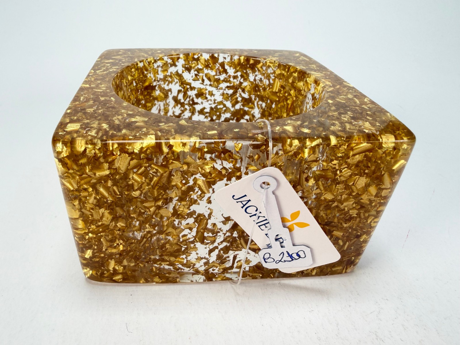 Jackie Brazil “Solid Square” Gold Flakes 5cm Bangle ( B2100 )