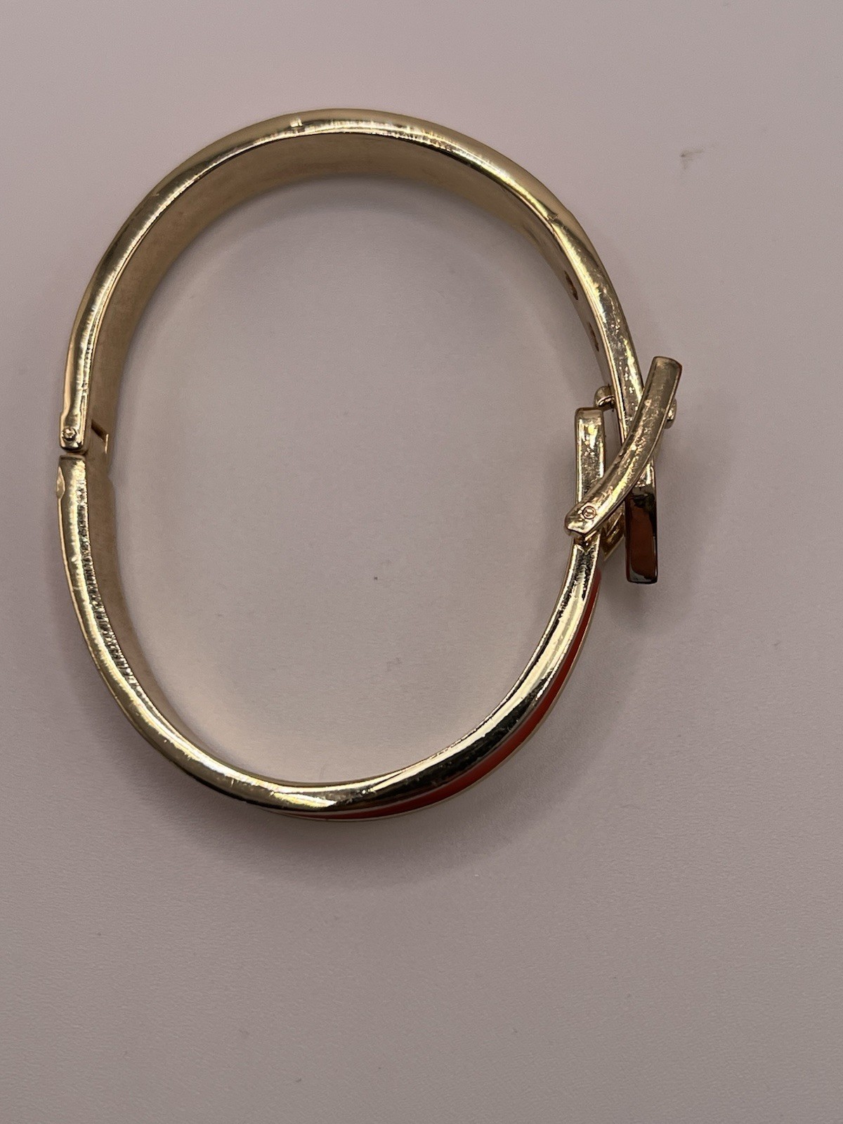 2 Orange And Gold Metal Bangle 90s Bracelets, Enameled, Vintage , Nice Condition