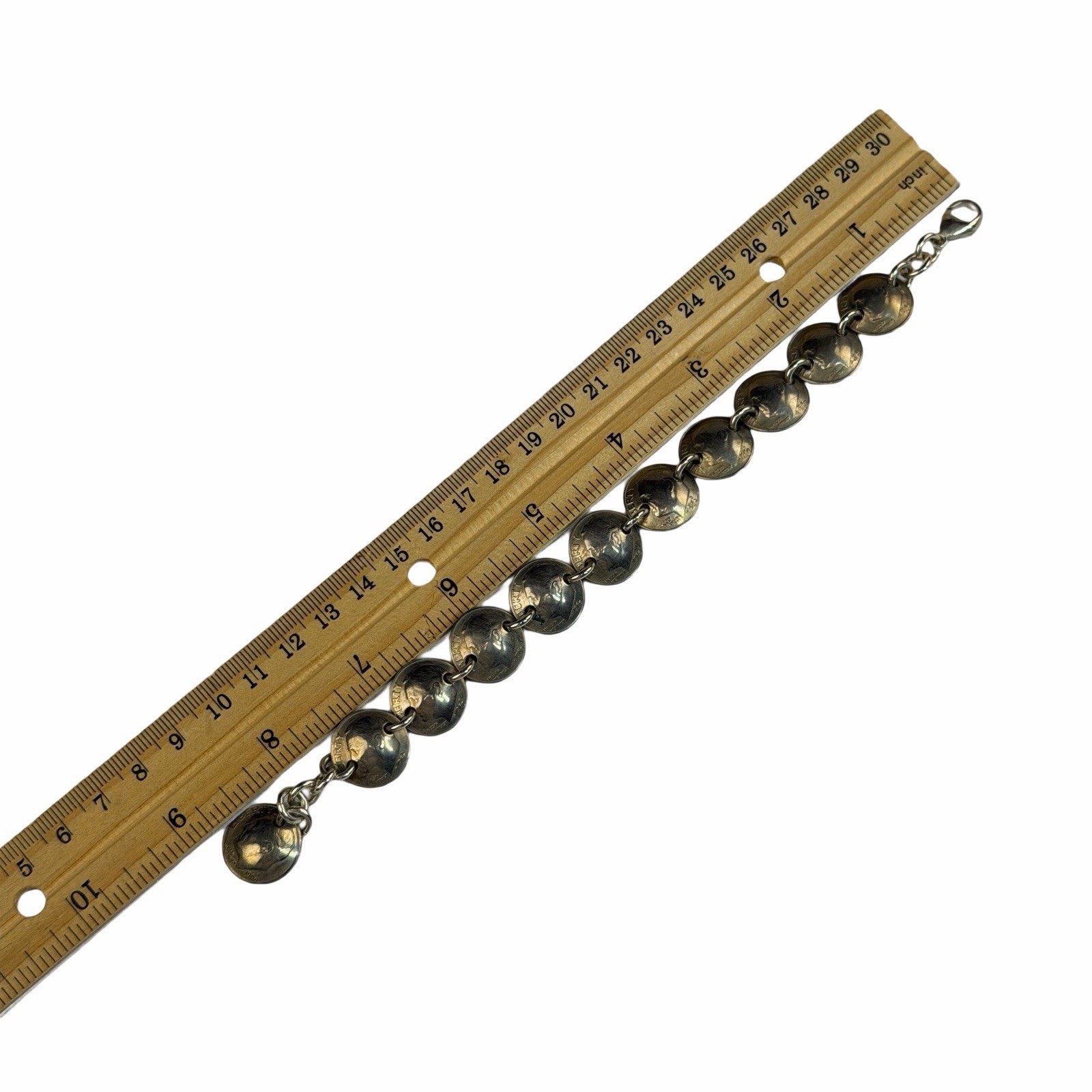 Vintage 1968 DIME US COIN BRACELET 8″