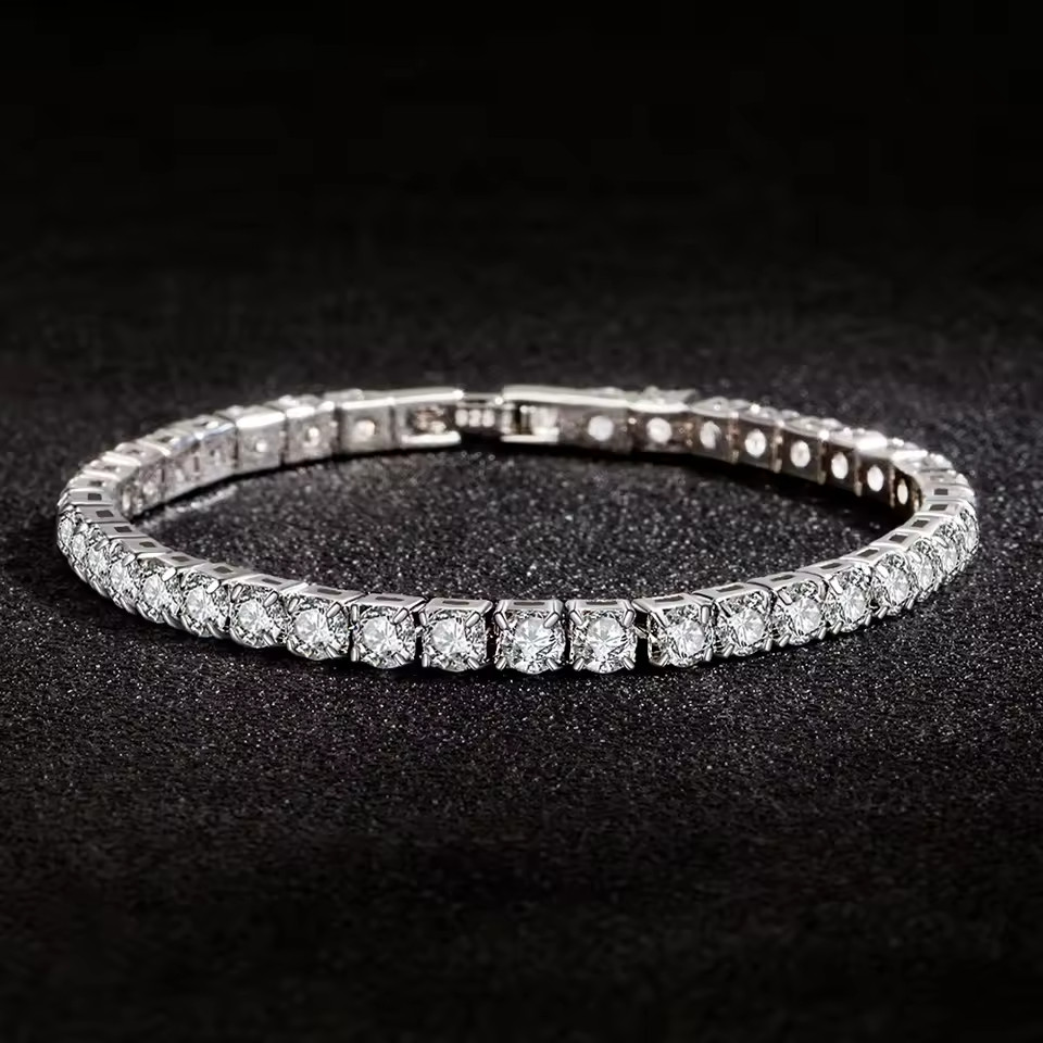 S925 Sterling Silver Bracelet Zirconia Tennis Ball Women