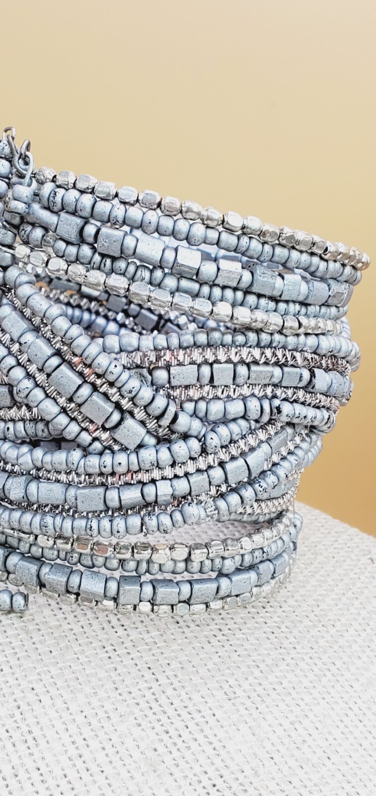 Multi beaded Gray bohemian Bangle Cuff Bracelet bl05