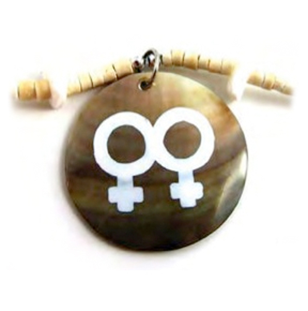 Pride Shack – Lesbian Double Female Round Bead Brown Shell Necklace Gay Jewelry