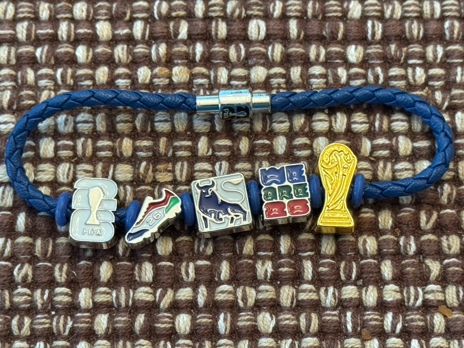 2026 World Cup FIFA x BOFA Braided Charm Bracelet! With RARE bull/trophy Charms!