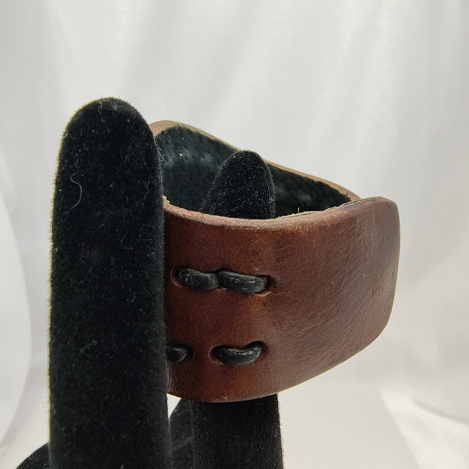 Leather Faux Turquoise Flower Cuff Bracelet Bohemian Ecclectic Statement