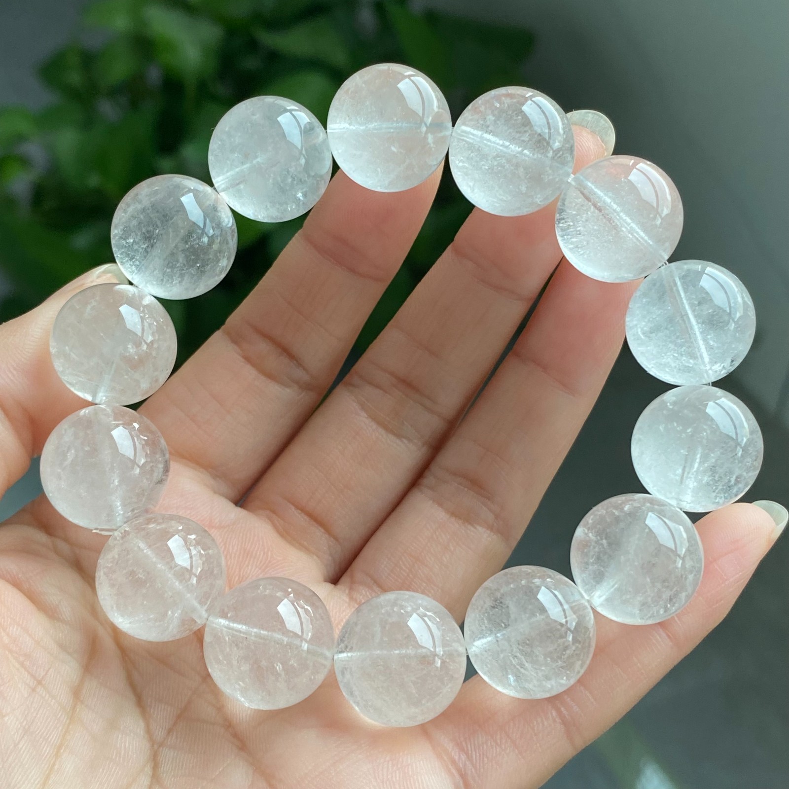 16mm Natural White Quartz Crystal Beads Bracelet AAAA 026