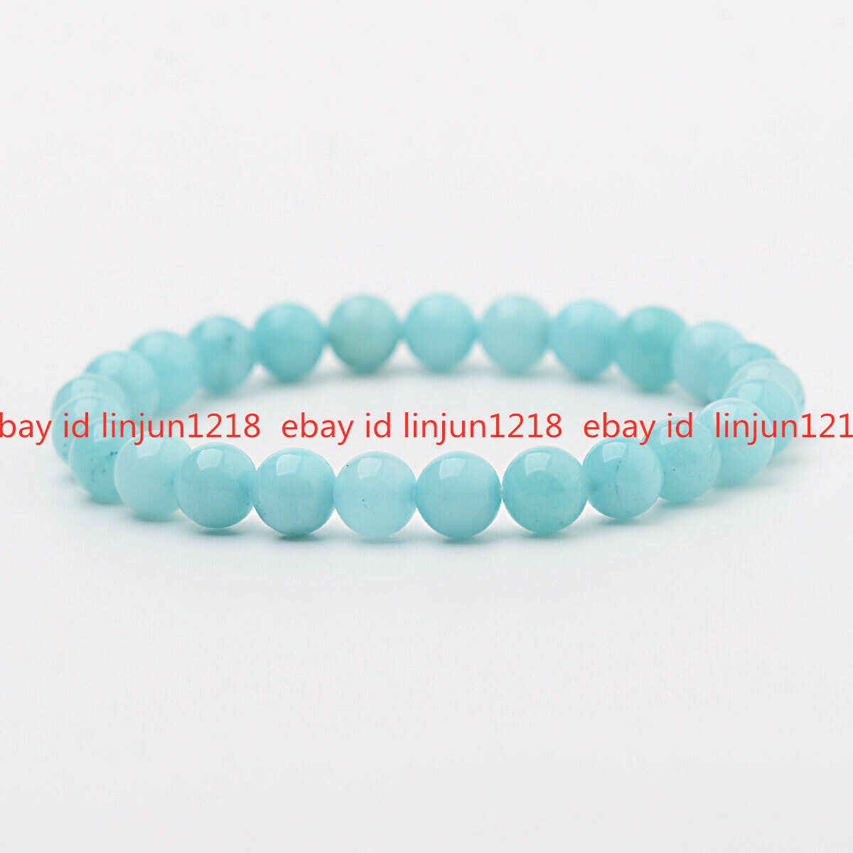 6/8/10/12mm Natural Blue Aquamarine Round Gemstone Beads Stretchy Bangle 7.5″